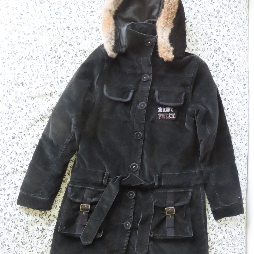 rare Baby Felix Embroidered Corduroy  hooded lined